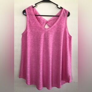 TERRA & SKY Womens Tank Top Size OX 14W Longer Length Loose Fit Pink Tie Dye New
